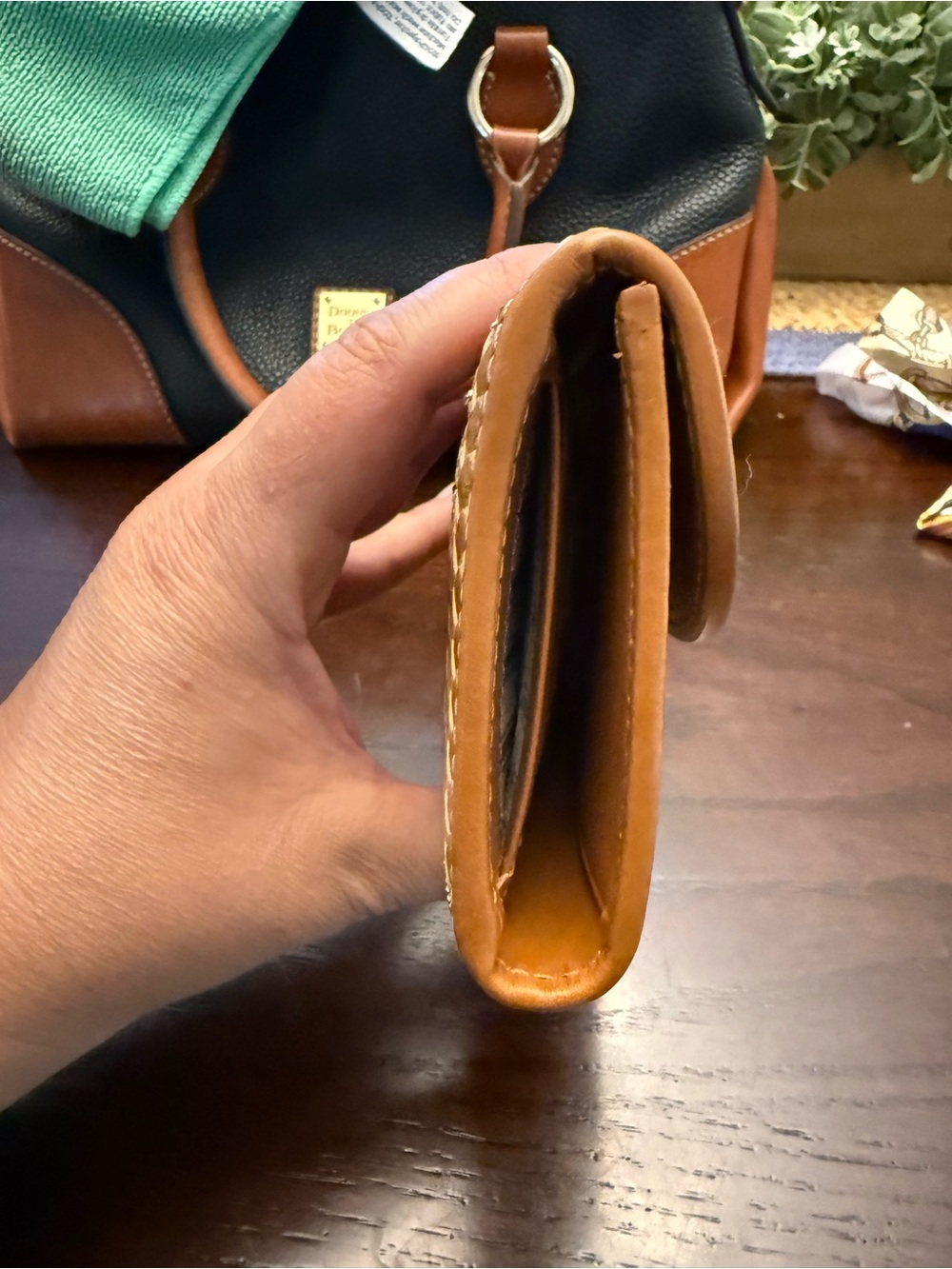 Dooney & Bourke Tan Beacon & Woven Leather Continental Wallet - Picture 8 of 9